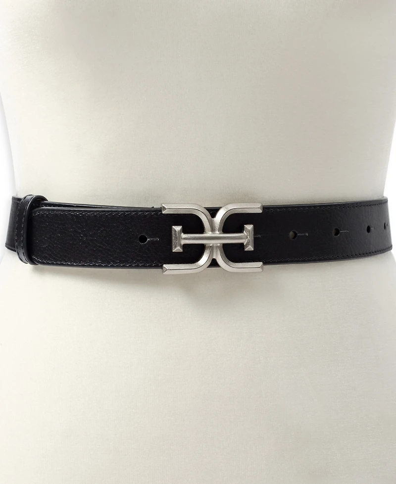 Sam Edelman Women's Slim Double-e Plaque Buckle Belt