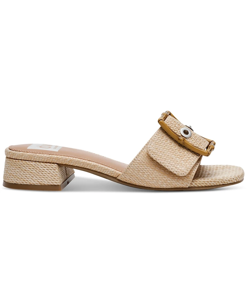 Dv Dolce Vita Women's Niece Raffia Block-Heel Buckle Slide Sandals