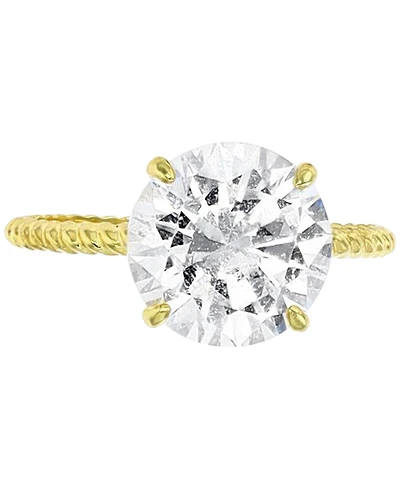 Cubic Zirconia Solitaire Textured Shank Engagement Ring 10k Gold