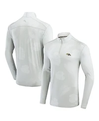 Men's Tommy Bahama Gray Baltimore Ravens Delray Frond IslandZone Half-Zip Sweatshirt