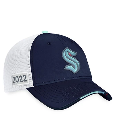 Men's Fanatics Navy, White Seattle Kraken 2022 Nhl Draft Authentic Pro On Stage Trucker Adjustable Hat