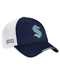 Men's Fanatics Navy, White Seattle Kraken 2022 Nhl Draft Authentic Pro On Stage Trucker Adjustable Hat