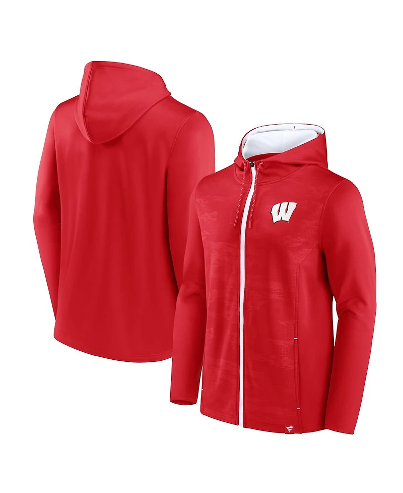 Men's Fanatics Red Wisconsin Badgers Ball Carrier Full-Zip Hoodie