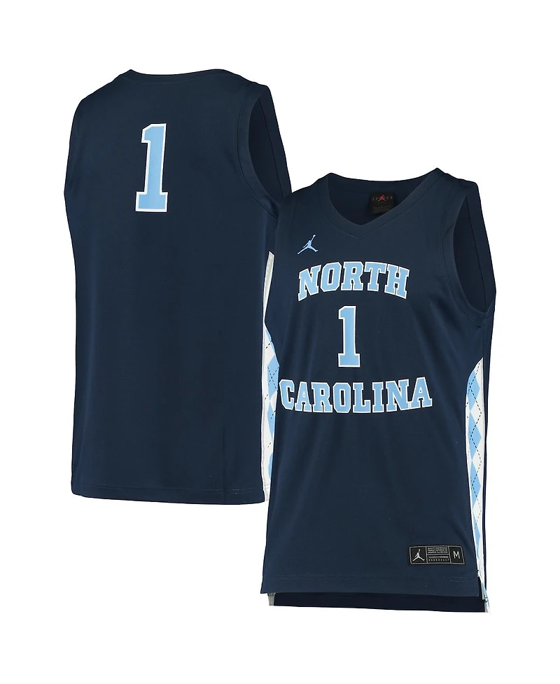 Men's and Women's Jordan #1 Navy North Carolina Tar Heels Replica Basketball Jersey