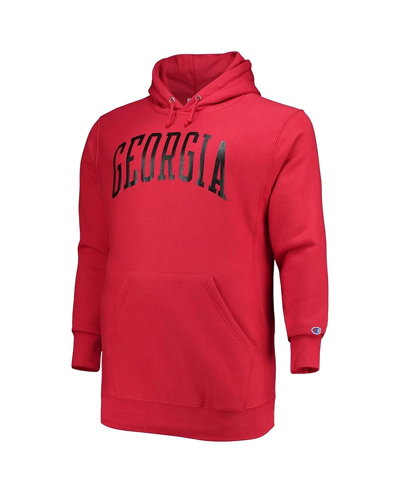 Men's Champion Red Georgia Bulldogs Big and Tall Reverse Weave Fleece Pullover Hoodie Sweatshirt