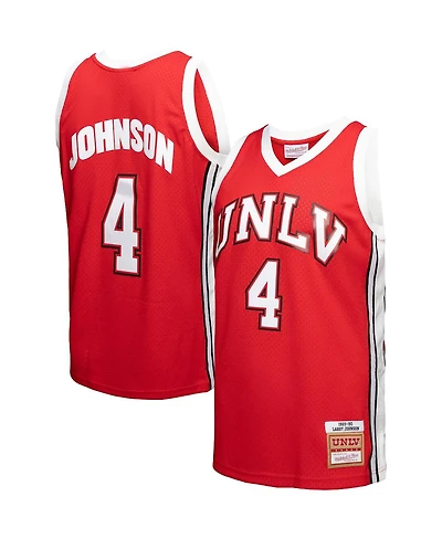 Men's Mitchell & Ness Larry Johnson Red Distressed Unlv Rebels 1989/90 Player Swingman Jersey