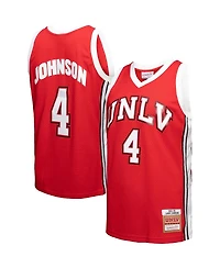 Men's Mitchell & Ness Larry Johnson Red Distressed Unlv Rebels 1989/90 Player Swingman Jersey
