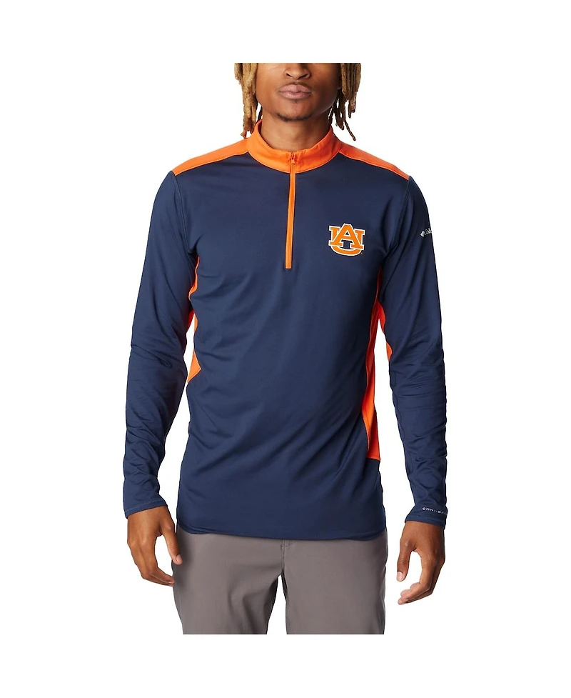 Men's Columbia Navy Auburn Tigers Tech Trail Omni-Shade Quarter-Zip Top