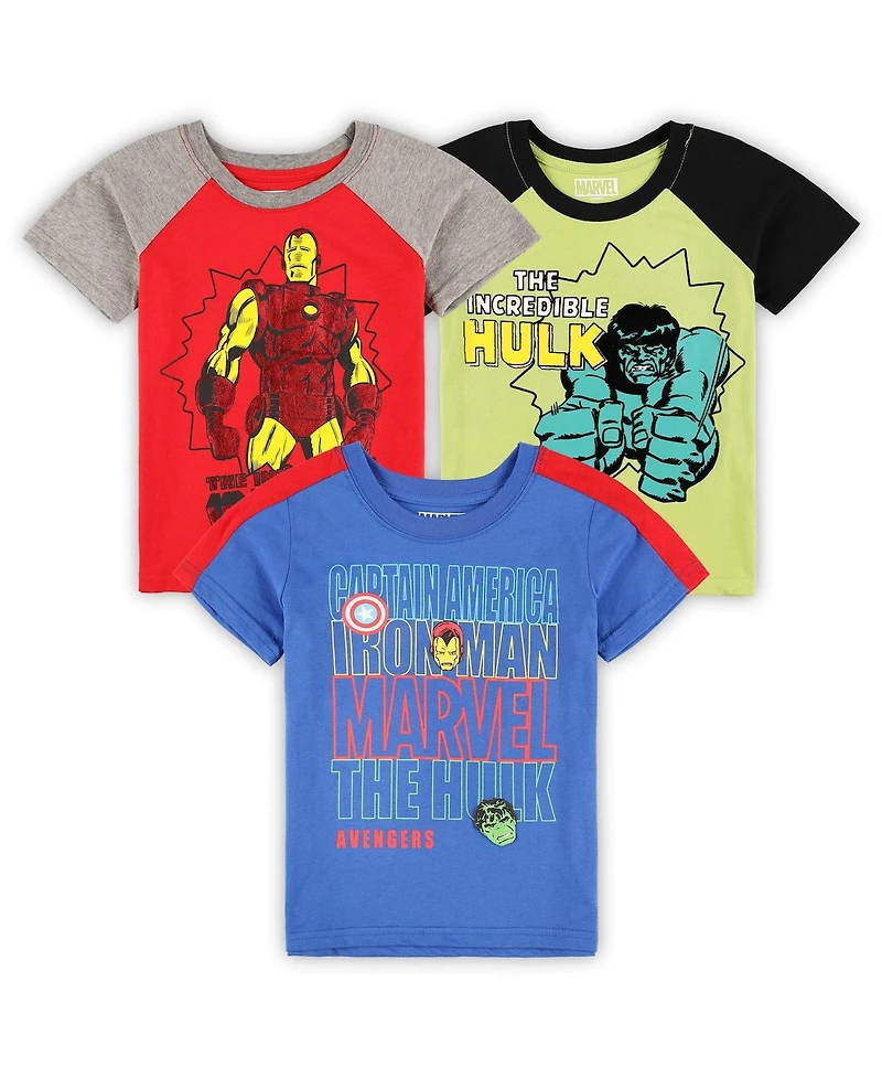 Little Boys and Girls Blue, Red, Green The Avengers Graphic 3-Pack T-shirt Set