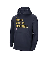 Men's and Women's Nike Navy Denver Nuggets 2023/24 Performance Spotlight On-Court Practice Pullover Hoodie