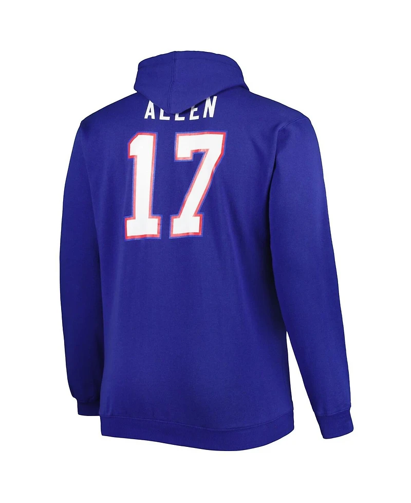 Men's Fanatics Josh Allen Royal Buffalo Bills Big and Tall Fleece Name Number Pullover Hoodie