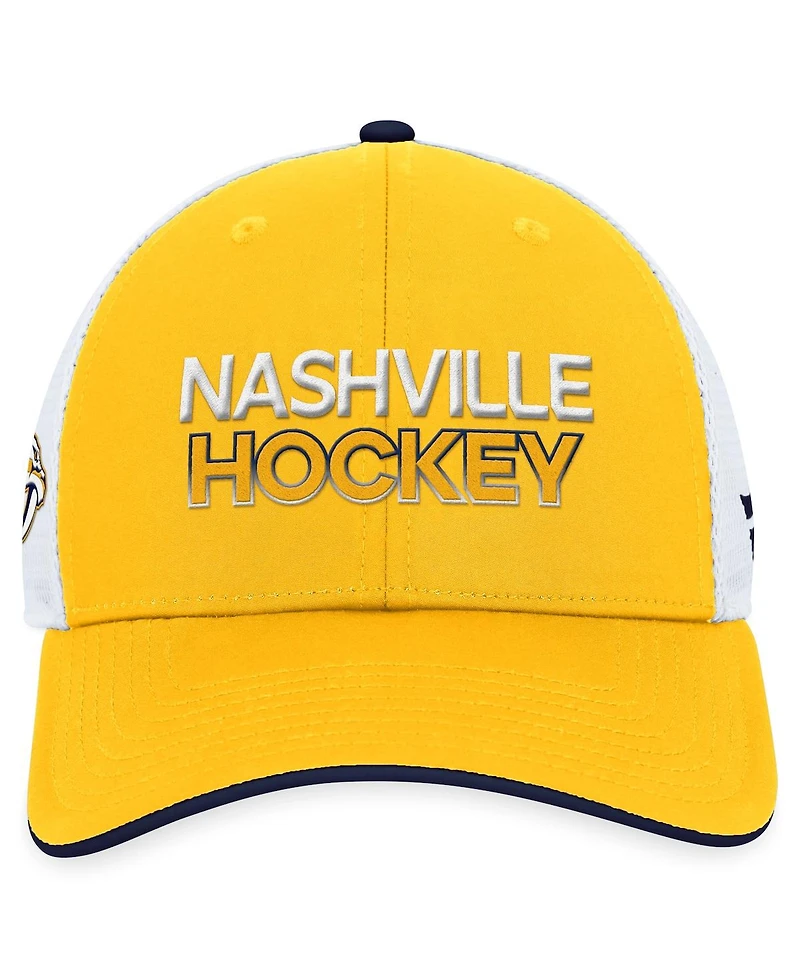 Men's Fanatics Gold Nashville Predators Authentic Pro Rink Trucker Adjustable Hat