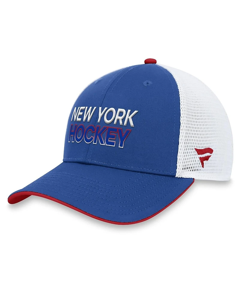 Men's Fanatics Blue New York Rangers Authentic Pro Rink Trucker Adjustable Hat
