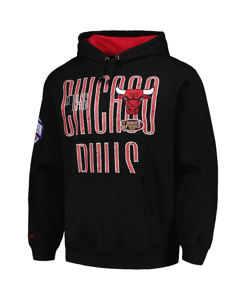 Men's Mitchell & Ness Black Distressed Chicago Bulls Hardwood Classics Og 2.0 Pullover Hoodie