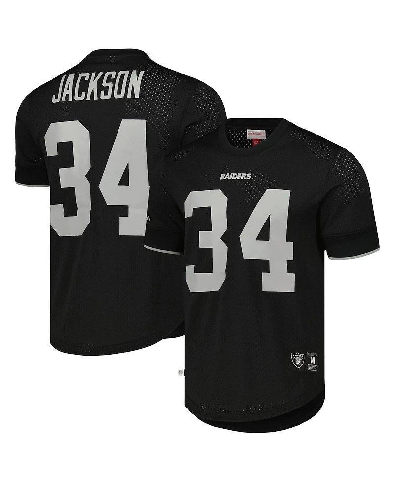Men's Mitchell & Ness Bo Jackson Black Los Angeles Raiders Gridiron Classics Retired Player Name and Number Mesh Top