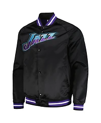 Men's Mitchell & Ness Utah Jazz Hardwood Classics Throwback Wordmark Raglan Full-Snap Jacket
