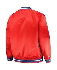 Men's Mitchell & Ness Red La Clippers Hardwood Classics Throwback Wordmark Raglan Full-Snap Jacket