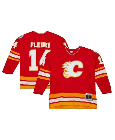 Men's Mitchell & Ness Theoren Fleury Red Calgary Flames 1988/89 Blue Line Player Jersey