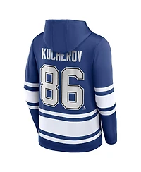 Men's Fanatics Nikita Kucherov Blue Tampa Bay Lightning Name and Number Lace-Up Pullover Hoodie
