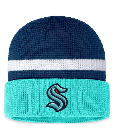Men's Fanatics Deep Sea Blue, Light Blue Seattle Kraken Fundamental Cuffed Knit Hat