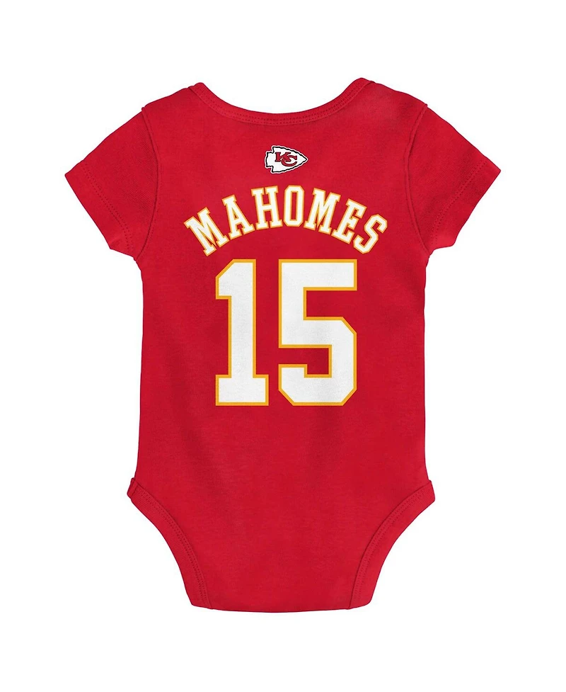 Baby Boys and Girls Patrick Mahomes Red Kansas City Chiefs Mainliner Player Name and Number Bodysuit