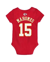 Baby Boys and Girls Patrick Mahomes Red Kansas City Chiefs Mainliner Player Name and Number Bodysuit