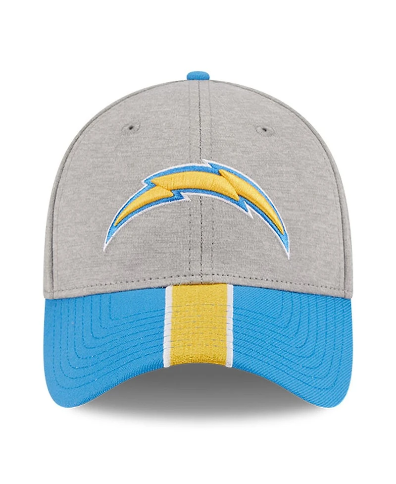 Men's New Era Heather Gray, Powder Blue Los Angeles Chargers Striped 39THIRTY Flex Hat