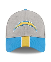 Men's New Era Heather Gray, Powder Blue Los Angeles Chargers Striped 39THIRTY Flex Hat