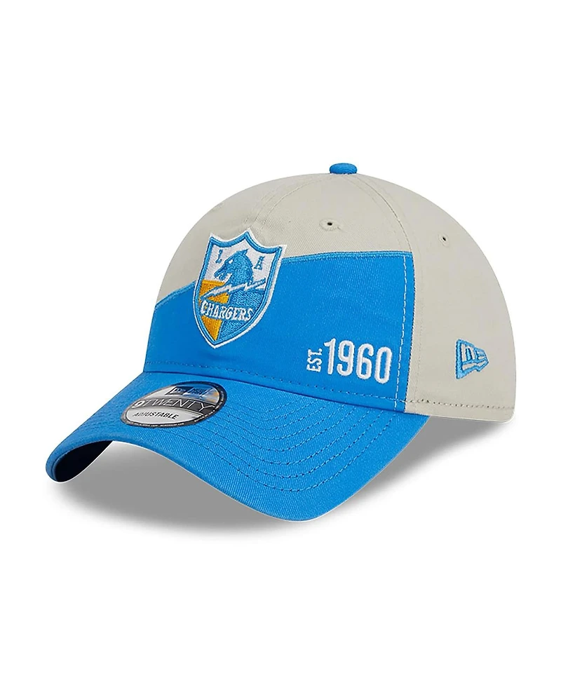 Men's New Era Cream, Powder Blue Los Angeles Chargers 2023 Sideline Historic 9TWENTY Adjustable Hat