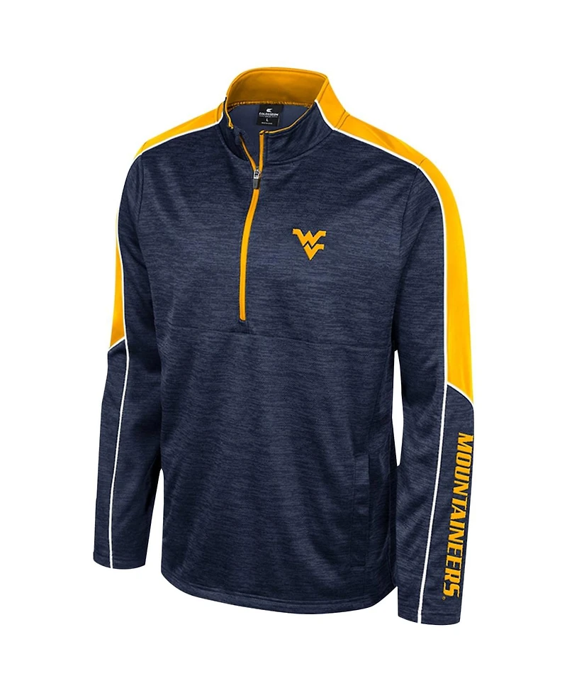 Men's Colosseum Navy West Virginia Mountaineers Marled Half-Zip Jacket