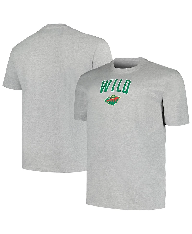 Men's Profile Heather Gray Minnesota Wild Big and Tall Arch Over Logo T-shirt