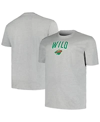 Men's Profile Heather Gray Minnesota Wild Big and Tall Arch Over Logo T-shirt