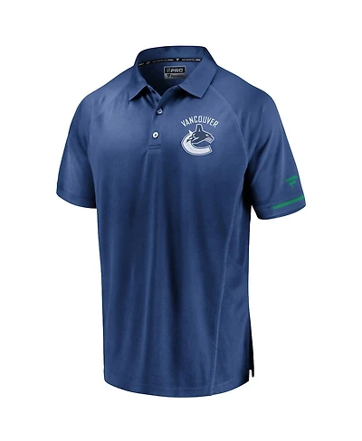 Men's Fanatics Blue Vancouver Canucks Authentic Pro Rinkside Polo Shirt