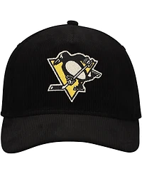 Men's American Needle Black Pittsburgh Penguins Corduroy Chain Stitch Adjustable Hat