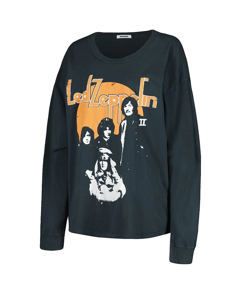 Women's Daydreamer Black Distressed Led Zeppelin Portrait Merch Long Sleeve T-shirt