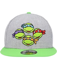 Men's New Era Heather Gray, Neon Green Teenage Mutant Ninja Turtles Trucker 9FIFTY Snapback Hat