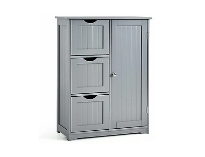Bathroom Floor Cabinet Side Storage with 3 Drawers and 1 Cupboard
