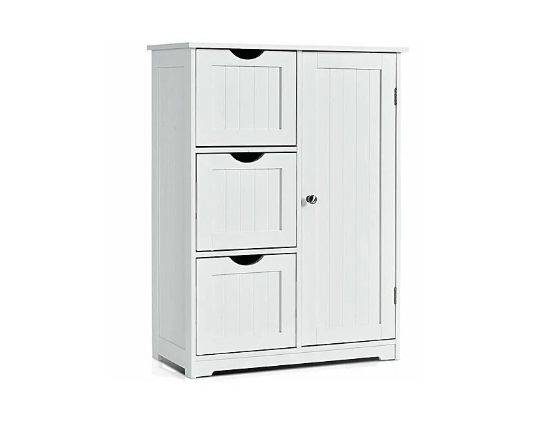 Bathroom Floor Cabinet Side Storage Cabinet with 3 Drawers and 1 Cupboard