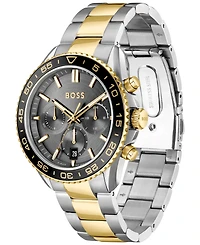Hugo Boss Men's Runner Quartz Chrono Stainless Steel Ionic Plated Thin Gold-Tone Steel Watch 44mm