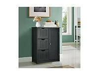 Bathroom Floor Cabinet Side Storage with 3 Drawers and 1 Cupboard