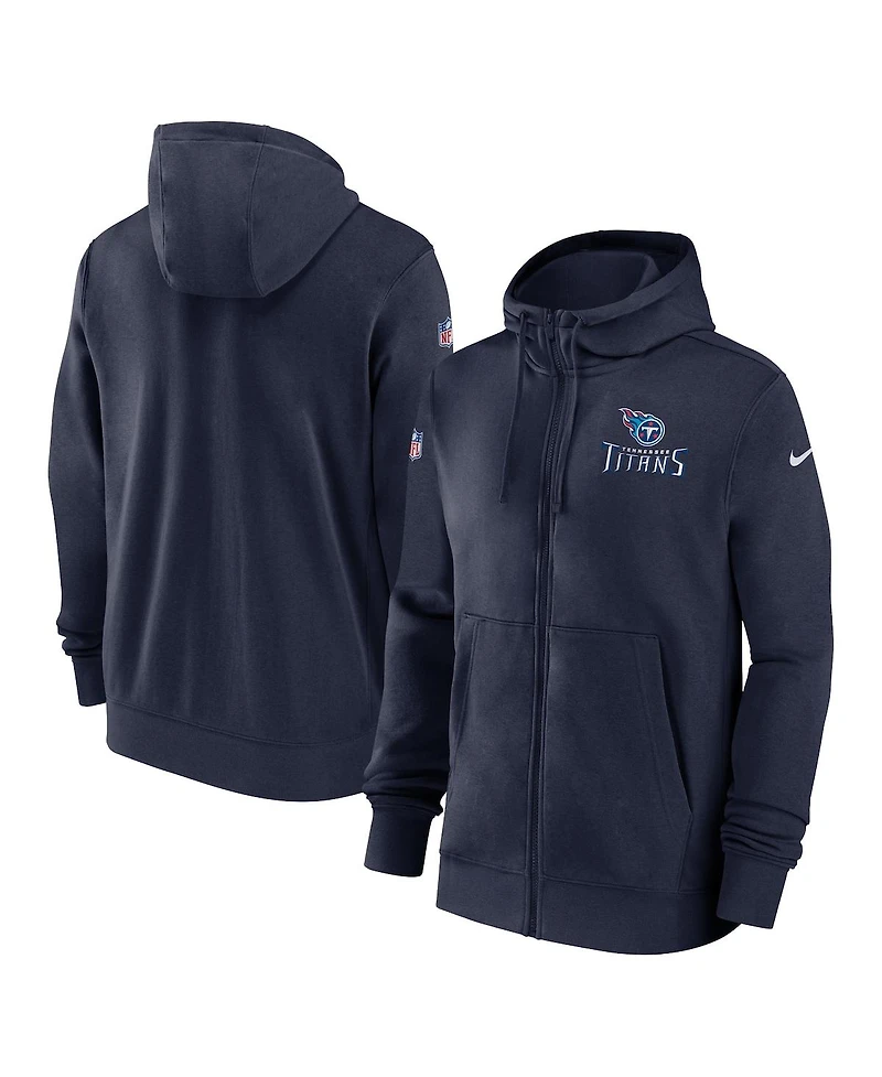 Men's Nike Navy Tennessee Titans Sideline Club Performance Full-Zip Hoodie