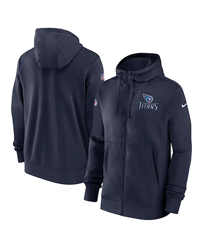 Men's Nike Navy Tennessee Titans Sideline Club Performance Full-Zip Hoodie