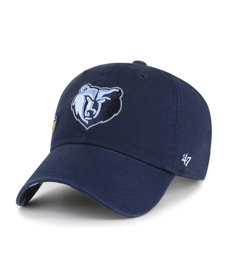 Women's '47 Brand Navy Memphis Grizzlies Confetti Undervisor Clean Up Adjustable Hat