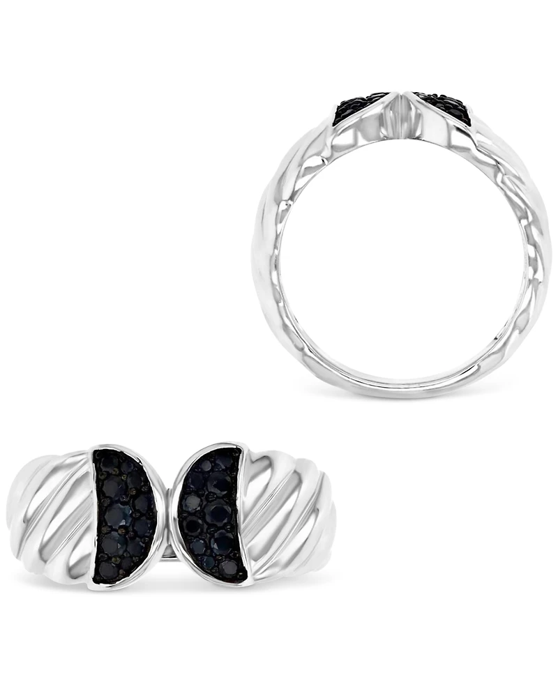 Black Spinel Ridge Textured Statement Ring (3/8 ct. t.w.) Sterling Silver