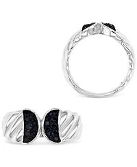 Black Spinel Ridge Textured Statement Ring (3/8 ct. t.w.) Sterling Silver