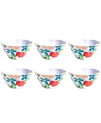 Abode Homewares Audrey Floral 6" Cereal Bowls 24 oz, Set of 6, Service for 6