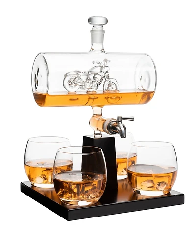 The Wine Savant Motorcycle Decanter Whiskey Wine Decanter 1100 ml Set of 5