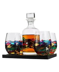 The Wine Savant Renaissance Stained Glass Wine Decanter Glasses, Set of 5