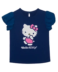 Hello Kitty Little Girls Wink Short Sleeve Top and Legging Set