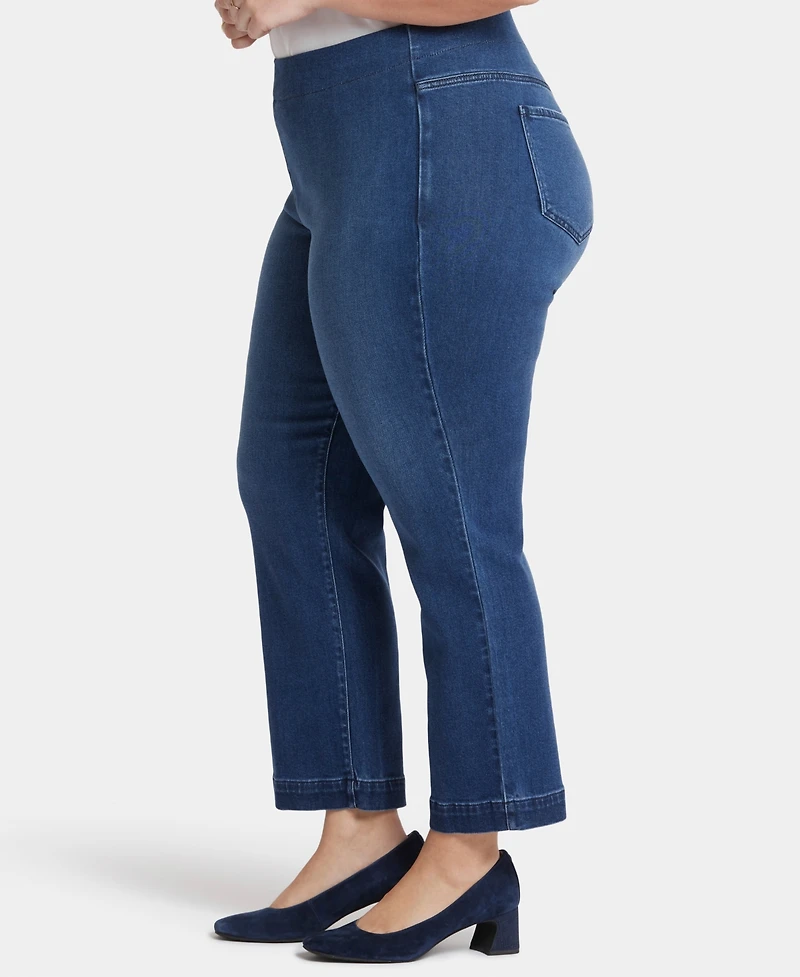 Nydj Plus Bailey Relaxed Straight Ankle Pull-On Jeans